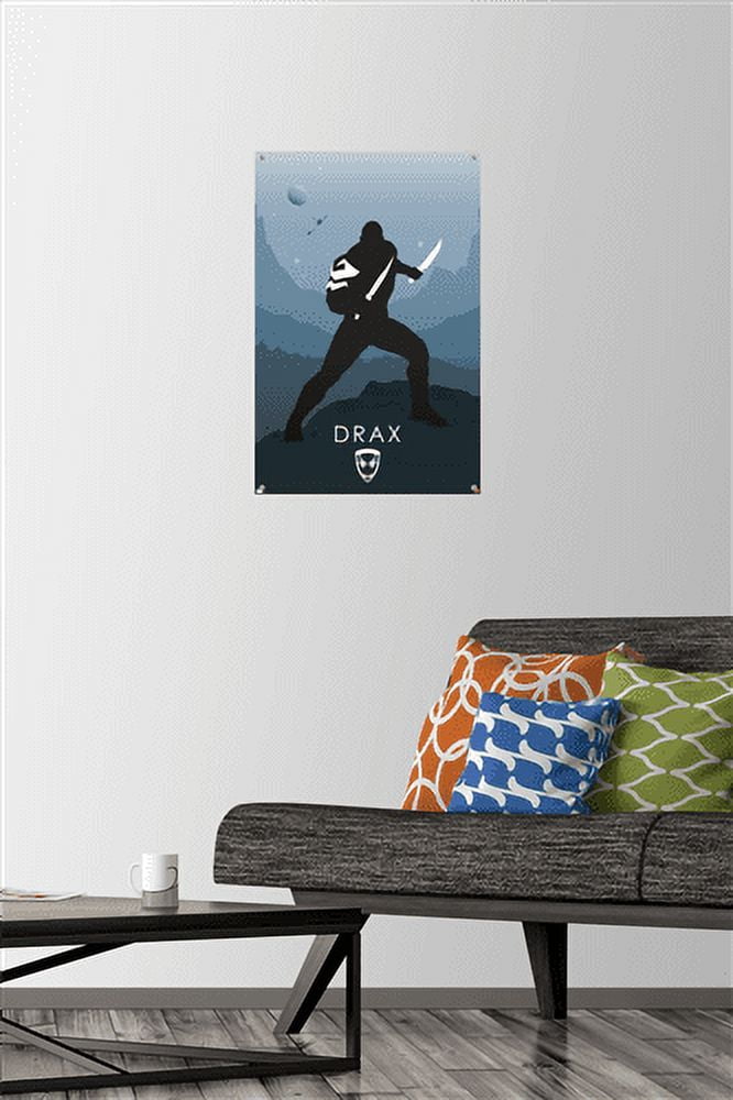 Marvel Heroic Silhouette - Drax Wall Poster with Pushpins, 14.725" x 22.375"