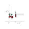 thumbnail image 2 of 925 Sterling Silver Rhodium Plated Red and Green Crystal Cherry Post Earrings 5.94x5.39mm Wid Stud Earring for Women, 2 of 2
