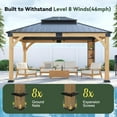 thumbnail image 4 of Auhilence 12x14FT Cedar Wood Gazebo with Sunlight Roof &Storage Cabinet, 4 of 8