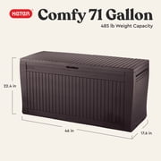 Keter Comfy 71 Gallon Durable Resin Outdoor Deck Box Storage Organization, Espresso Brown