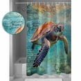 thumbnail image 3 of Shower Curtain Bathroom Set Ocean Sea Turtle Teal Sea Water Waterproof Fabric Shower Curtains with Grommets&Hooks Underwater World Marine Life Privacy Bath Curtain for Bathtub 72x72in, 3 of 7