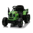 thumbnail image 3 of iRerts 24V Ride on Toy Tractor with Trailer, Powered Ride on Car with Remote Control, Electric Cars for Kids Toddlers 3-6 Years Old with 3 Speeds, Bluetooth, Music, USB/MP3 Ports, LED Light, Emerald, 3 of 9