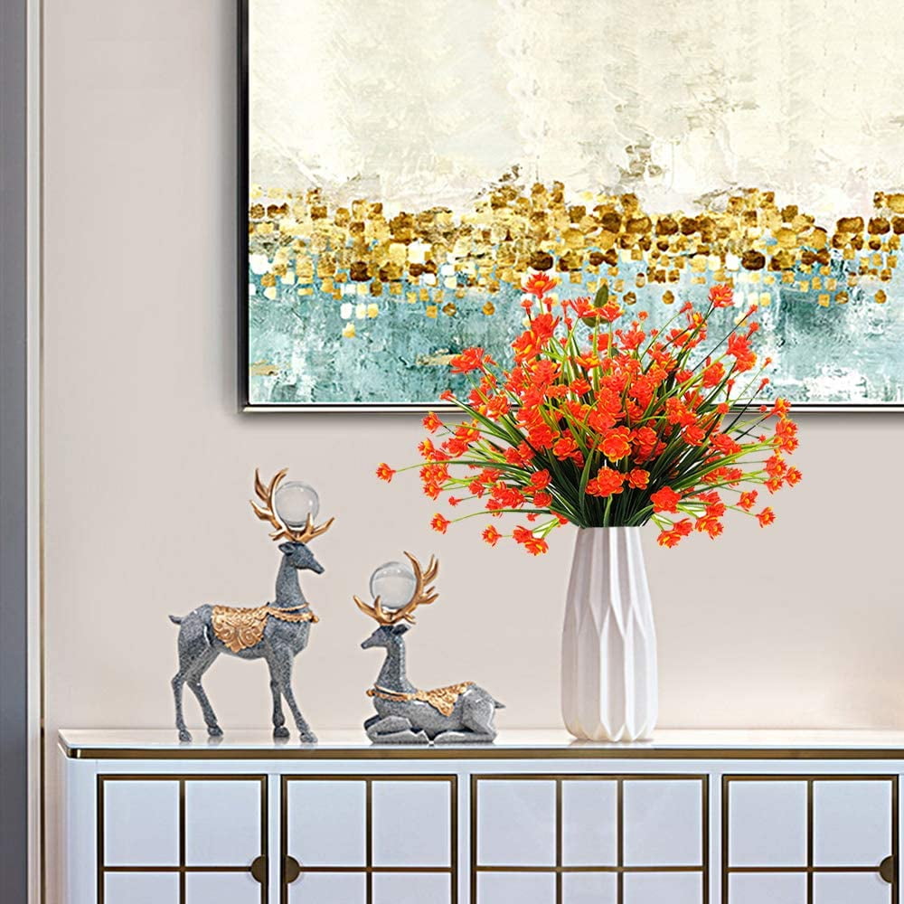 Artificial Fall Flowers, Fake Outdoor UV Resistant Autumn Plants for Home Kitchen Christmas Festival Thanksgiving Autumns Decoration(Fall Orange)