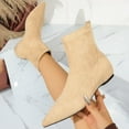 thumbnail image 5 of Pointed Toe Ankle Boots for Women Suede Height Increase Insoles Short Booties Elastic Pull on Gogo Boots, 5 of 6