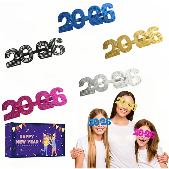 2026 New Years Eve Glasses, Happy New Year Party Supplies Favors Decorations Gifts, NYE Plastic Glasses Eyewear Photo Booth Props, Class of 2026 Graduation Party Accessories