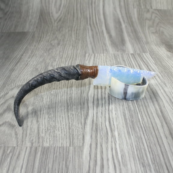 Springbok Horn Handle Opalite Blade Ornamental Knife #1442 Mountain Man Knife