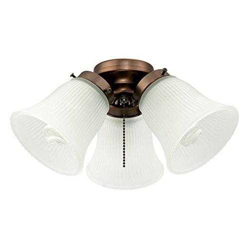 Westinghouse Lighting 7781800 Three-Light Cluster 3-Inch Fitter Ceiling Fan Kit Oil Brushed Bronze with Frosted Ribbed Glass Shades