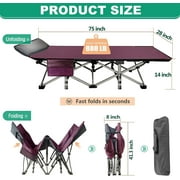 Slsy Folding Camping Cots for Adults 880 lbs, 28 Extra Wide Sturdy Portable Folding Cot Sleeping Cot with Mattress & Carry Bag for Camp Home Office