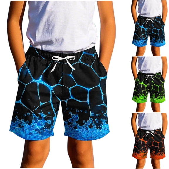 Rvasteizo Boys Girls Flame Shade Adjustable Drawstring Elastic Waist Beach Shorts Leisure Short Pants for 7-14 Years
