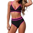 thumbnail image 2 of ClodeEU Women's Sexy Slim Fit Solid Color Bikini Set ,Bestseller Two-Piece Swimsuit Hot Pink,Womens Plus L, 2 of 6
