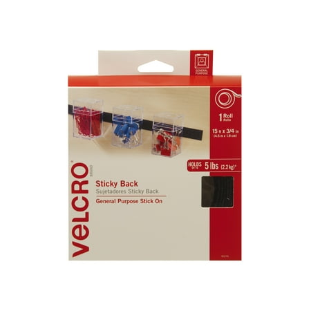 VELCRO® Brand 90276 Sticky Back 15ft x 3/4in Roll, Black