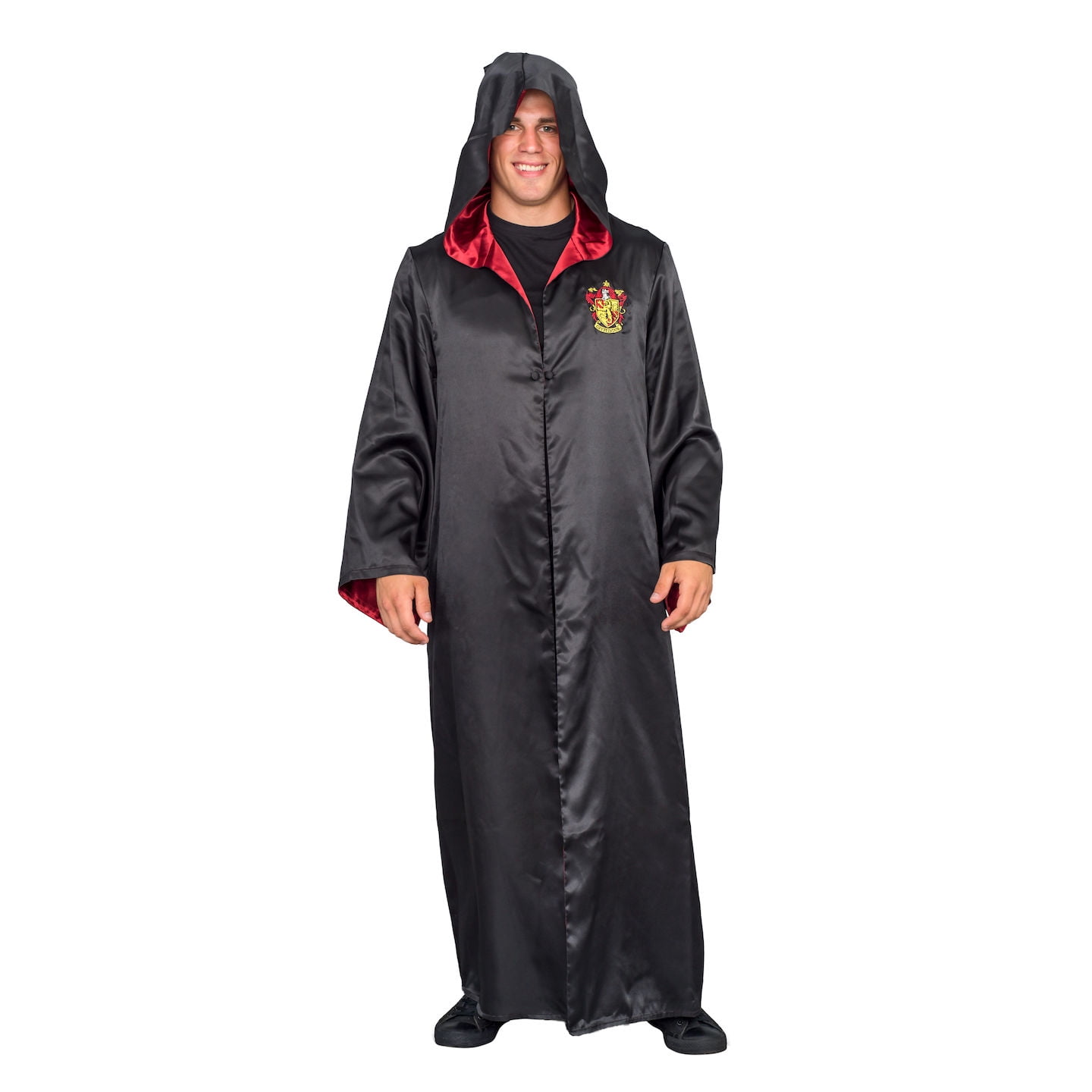 black and red hooded robe