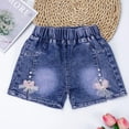 thumbnail image 2 of Isvgxsz New Denim Shorts Girls Loose Bowknot Print Summer Little&Big Shorts Jeans with Pocket Quick Drying Elastic Waist Girls Shorts Jeans, 2 of 5