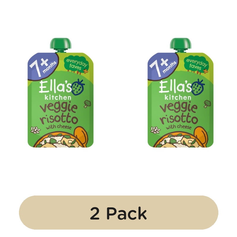 Ella's Kitchen Veggie Risotto with Cheese Baby Food Pouch 7+ Months 130g, British Import (Pack of 2)