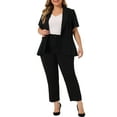 thumbnail image 2 of Agnes Orinda Women's  Plus Size Office Work Short Sleeve Button Pockets Blazers Jackets, 2 of 5