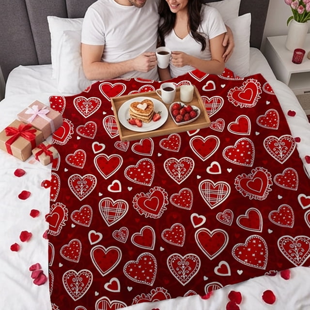 Manta de Franela Extra Suave para San Valentín, Cómoda y Cálida, Ideal para Sofá Cama o Decoración Navideña.