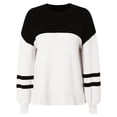 thumbnail image 5 of Siilsaa Sweaters for Women Casual Long Sleeve Crewneck Color Striped Knitted Pullover Tops White,S, 5 of 5