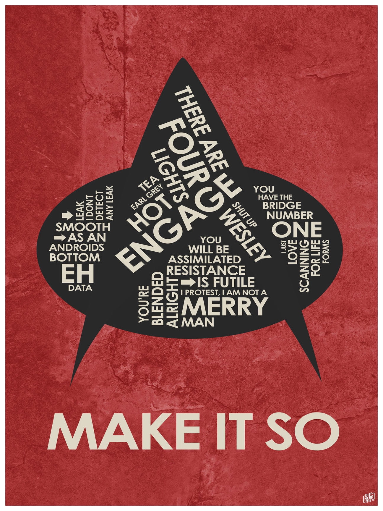 Captain Picard, "MAKE IT SO" Word Art Print Poster (18" x 24") by Artist Stephen Poon. Walmart