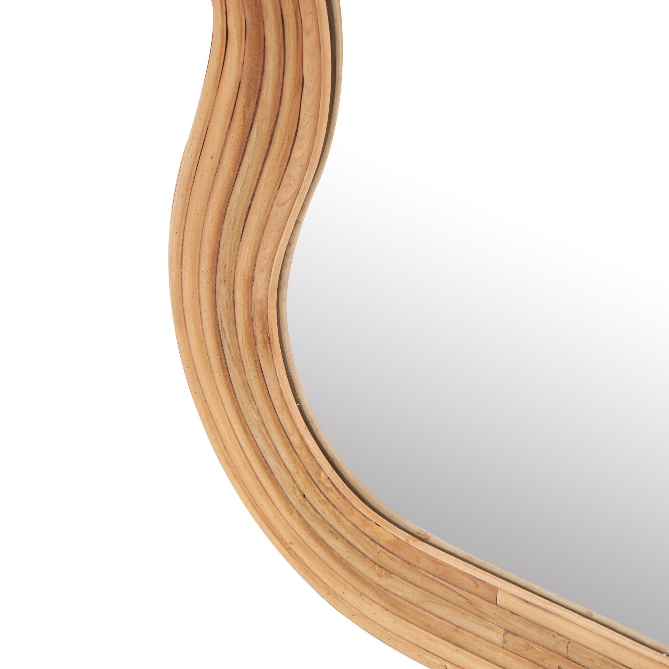 DecMode 29" x 73" Brown Handmade Wavy Wall Mirror with Ribbed Frame