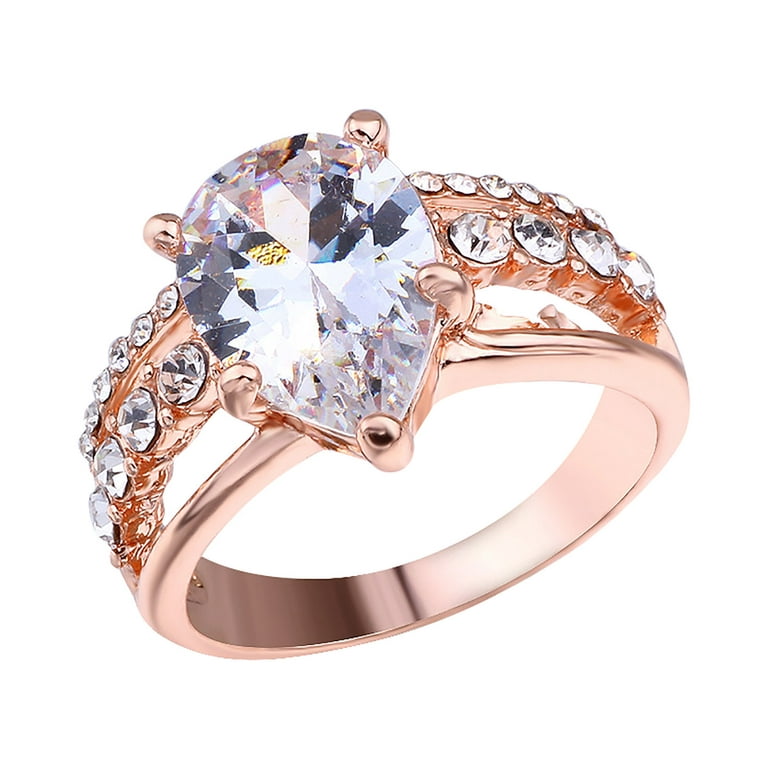 HYUIYYEAA Chain Ring for Women Stone Engagement Oval Jewelry Gift