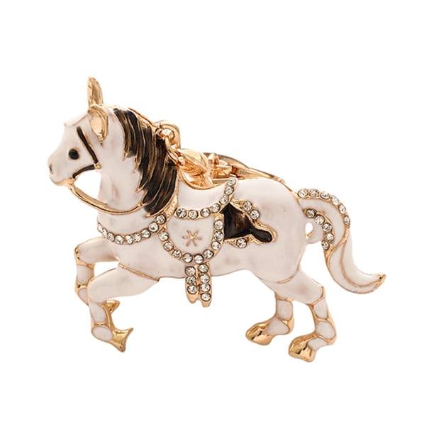Llavero colgante con brillantes diamantes de imitación, diseño de caballo, llavero decorativo para puertas, mochilas, bolsos, buscador de llaves.