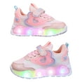 thumbnail image 4 of Hessimy Toddler & Big Kids Knit Cage Sneakers Light Up Flashing Sneaker Girls Sneakers Mesh White Sports Shoes Baby Shoes Running Shoes Back To School Sport Shoes (Pink,10), 4 of 5