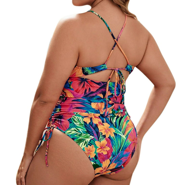 WOXINDA Women's Plus Size Printed Backless One-Piece Swimsuit Bathing Suit  Swimmwear Sun And Moon One Piece Swimwear One Piece Swimwear for Small