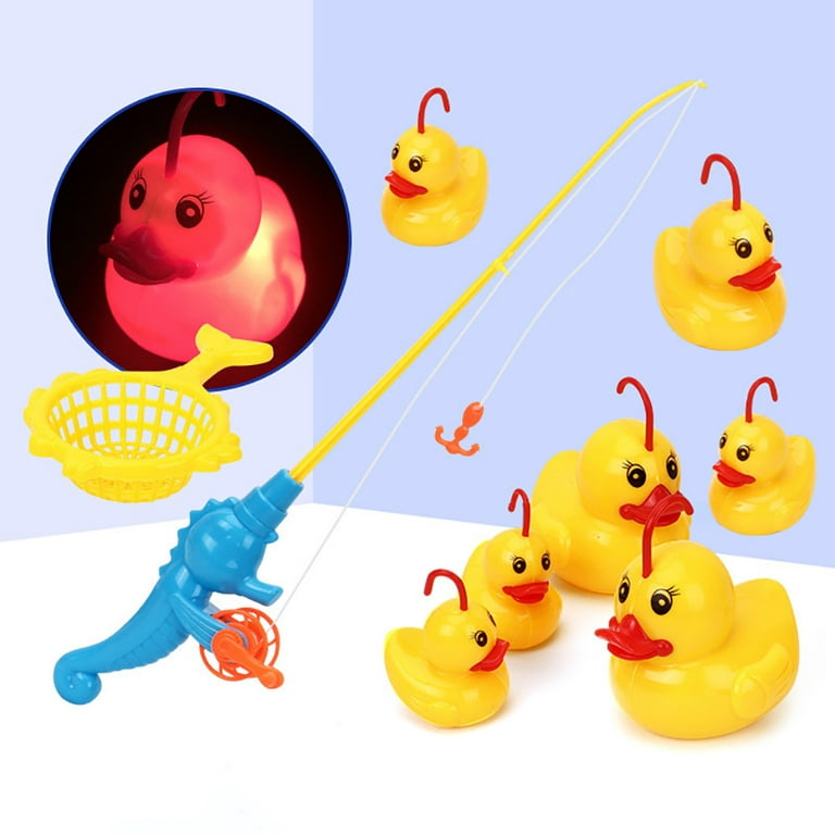 Kids Fishing Pole Bath Toy Set - Fishing Rod * 1, Fishing Net * 1, Small  Ducks * 5, Large Ducks * 2