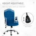 thumbnail image 3 of Velvet Office Chair with Adjustable Height & Tilt - Blue Task Desk Chair, Button Tufted, 24" Swivel Chair for Home Office & Study, 3 of 7