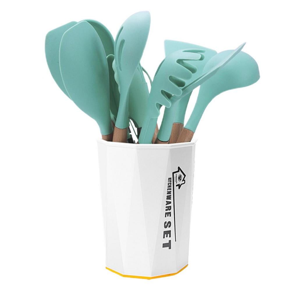 11Pcs Silicond Cooking Utensil Set Heat Resist Wooden Handle Silicone  Spatula Turner Ladle, 1 unit - Foods Co.