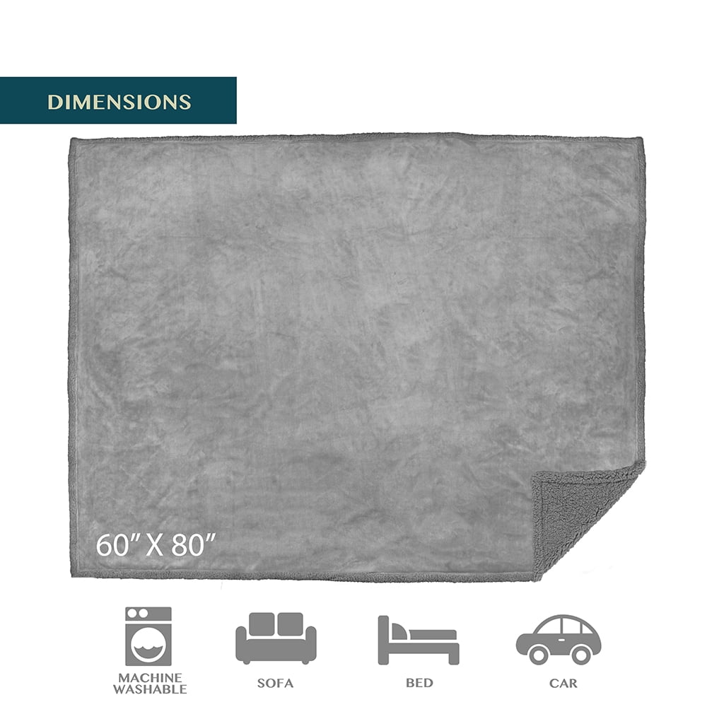 PAVILIA WATERPROOF Blanket For Couch, Sofa | Waterproof Dog Blanket for Large Dog, Puppy, Cat | Pet Blanket Protector | Plush Soft Warm Fuzzy Sherpa Blanket Bed Throw, Light Grey, 90x90
