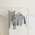 thumbnail image 2 of Gibobby Conjunto de ropa para bebé y niño Camiseta de manga larga de Color sólido para niños pequeños, pantalones, ropa de casa, ropa deportiva ajustada, conj(Gris, 6-12 Meses), 2 of 4