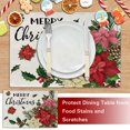 thumbnail image 5 of Merry Christmas Poinsettia Placemats Set of 4, Xmas Flowers Pine Cones Holly Berries Dining Place Mats Table Decor, Winter Holiday Floral Home Kitchen Decoration 12 x 18 Inches, 5 of 6