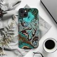 thumbnail image 6 of Turquoise Floral Paisley Phone Case, Elegant Vintage Botanical Pattern iPhone Cover, Artistic Protective Case for iPhone 17 16 15 14 13 12 11 Pro Max Plus Mini, 6 of 6