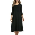 thumbnail image 1 of Fankiway Clair à Manches Longues Robes Femmes Mode Casual Plissée Sept-Cent Robe de Couleur Pure Robes de Femmes Plus le Dégagement de Taille, 1 of 2