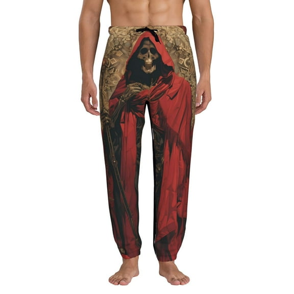 Kdxio Vintage Rose Scepter Skull Pattern Joggers,Sweatpants for Men with Pockets-Small