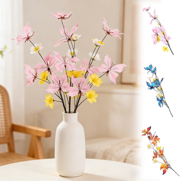 Plastic Phalaenopsis Orchid Dark Blue Artificial Dried Branch With Flowers Faux Floral Stems for Home and Office Decor 1 Piece by JASKFLY