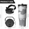 thumbnail image 4 of Camouflage 30oz Handheld Travel Tumbler with Handle – Double Wall Stainless Steel Insulated Cup, Flip Straw Lid, Leak-Proof & BPA-Free for Hot and Cold Drinks – Durable Coffee & Juice Mug Black, 4 of 6