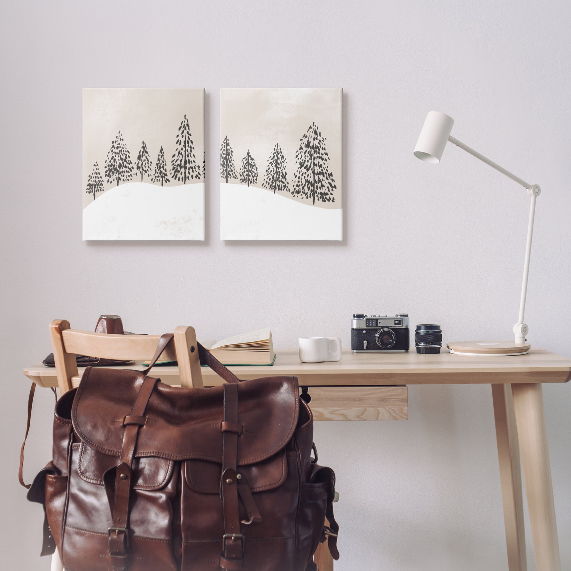 Stupell Indtries Winter Trees Abstract Snowy Landscape Beige White,16 x 20,Design by Daphne Polselli