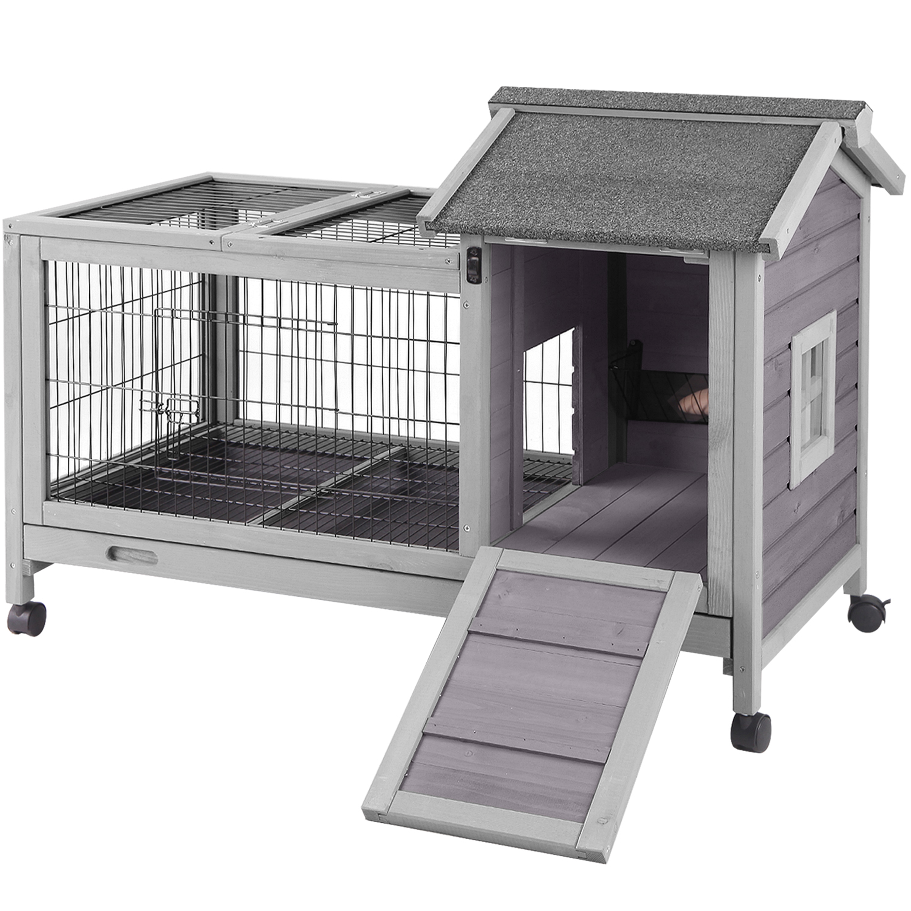 Aivituvin Rabbit Hutch with Wheels and Leak Proof Tray photo 6