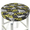 thumbnail image 3 of Qekee White Retro Off-Road Vehicle Print Velvet Round Bar Stool Seat Cover, Soft Foam Cushioned Protector with Non-Slip Backing for Kitchen, Office & Restaurant Chairs-14 inch, 3 of 7