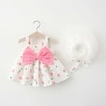 thumbnail image 2 of Fesfesfes Toddler Kids Dress Baby Girl Spring Bow Print Suspender Dress With Hat, 2 of 9