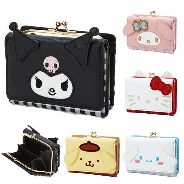 Cartera de Hello Kitty Kawaii para mujer billetera recortada informal Sanrio Mymelody Cinnamoroll Kuromi con forma de dibujos animados tarjetero con cremallera Walmart en linea