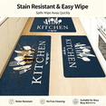 thumbnail image 3 of Washable Non-Slip Kitchen Rug Set 3-Piece, Dark Oil Resistant Runner Mats with Knife & Fork Print, 3 of 7