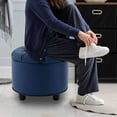 thumbnail image 2 of Upholstered Fabric Button Tufted Round Foot Rest Ottoman with Storage for Living Room (Set of 2), 2 of 6