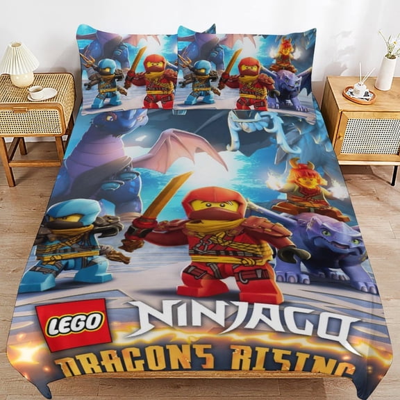 Comfortable Ninjago Bedding 3 Pieces Set With Pillow Shams for All Seasons 86"x70"
