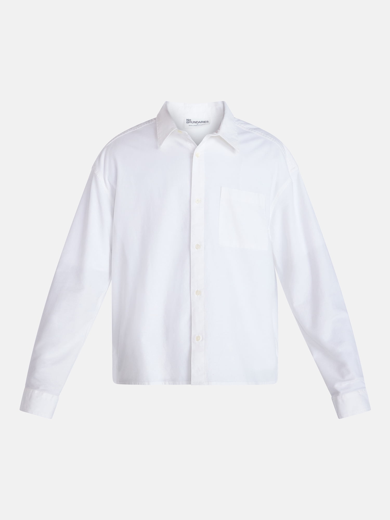 No Boundaries Boxy Cropped Fit Oxford Shirt with Long Sleeves, Men's XS-5XB