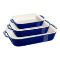 thumbnail image 1 of STAUB Ceramique Rectangular Baking Dish Set Dark Blue 3 Piece, 1 of 4
