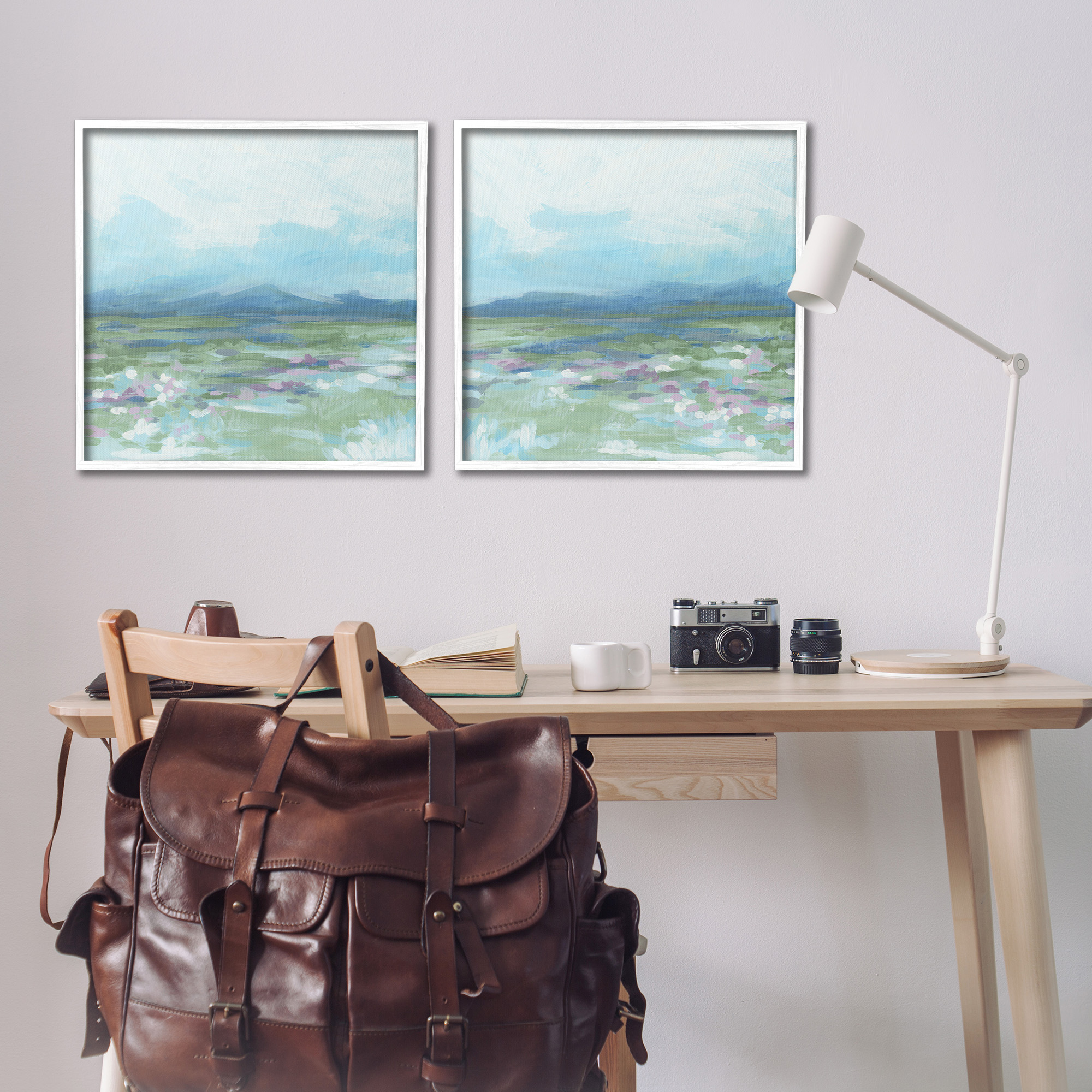 Stupell Industries Stormy Mountain Landscape Landscape Painting White Framed Art Print Wall Art, 24 x 24, Set of 2