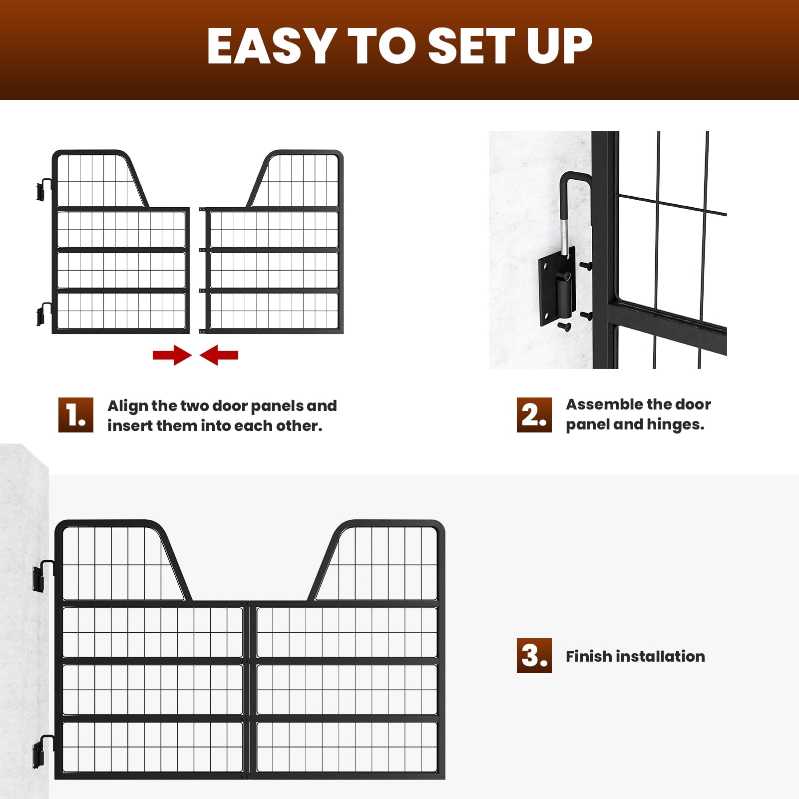 Horse Stall Door featuring 48" W x 31.9" H, Horse Stall Gate showcasing Heavy-Duty Thick Steel Frame, Horse Stall Guard having Yoke Design, Fits Standard Barn Doorways